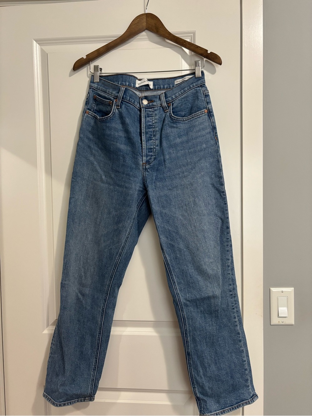 Denim Forum Straight Leg Jeans in Classic Light Blue